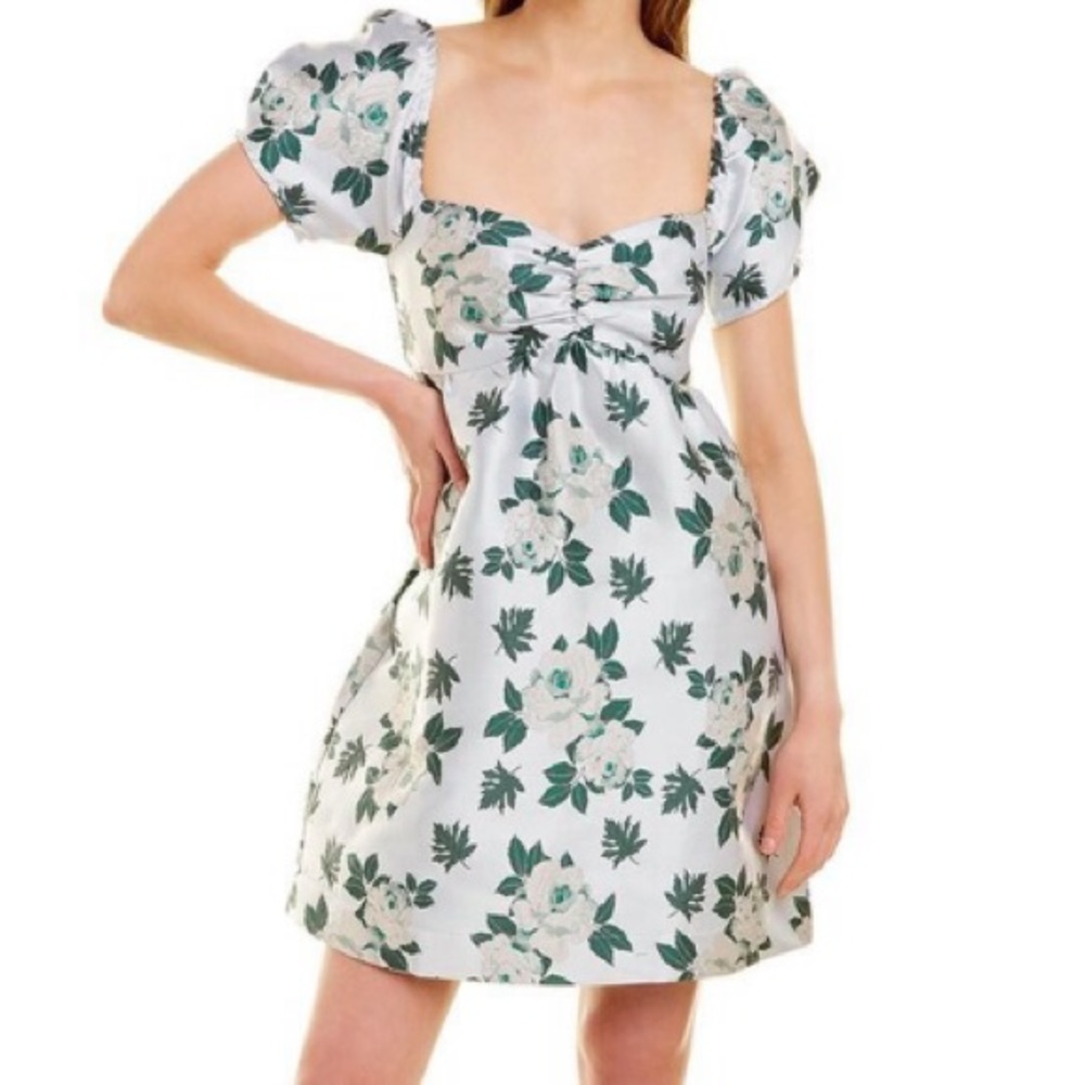 Puff Sleeve Jacquard Mini Dress
